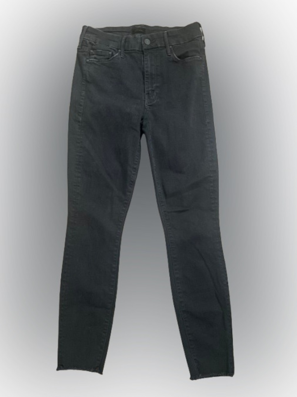 Mother The Looker Ankle Fray Jeans Women’s 27 Black Denim Skinny Minimalist